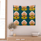 retro midcentury flower Wall Tapestry Gallery Image 2