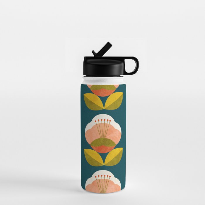 retro midcentury flower Water Bottle Gallery Image 1