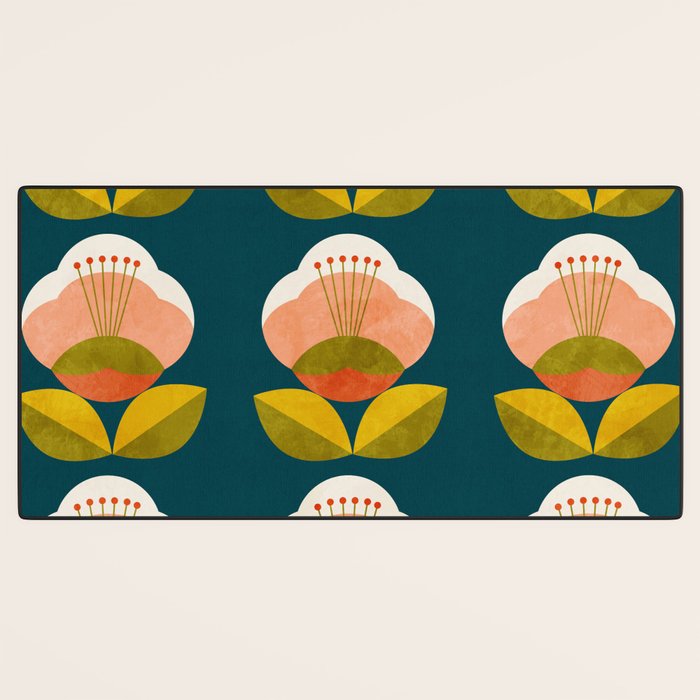retro midcentury flower Desk Mat Gallery Image 3