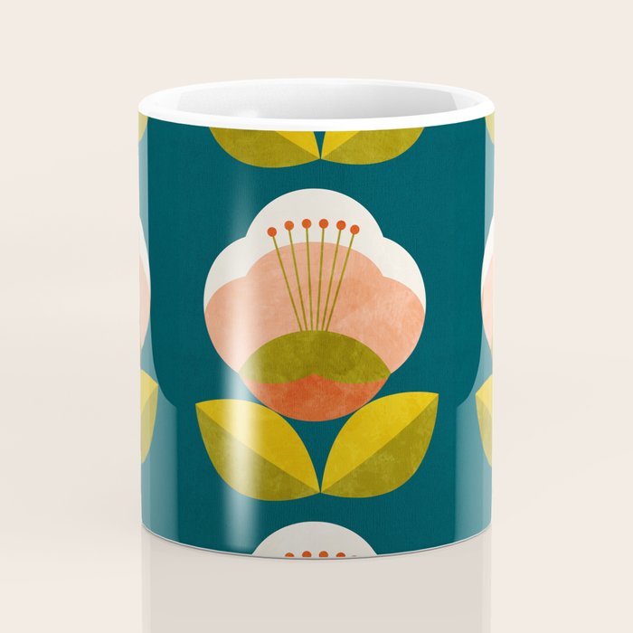 retro midcentury flower Coffee Mug Gallery Image 4
