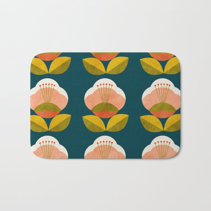 retro midcentury flower Bath Mat Gallery Image 1