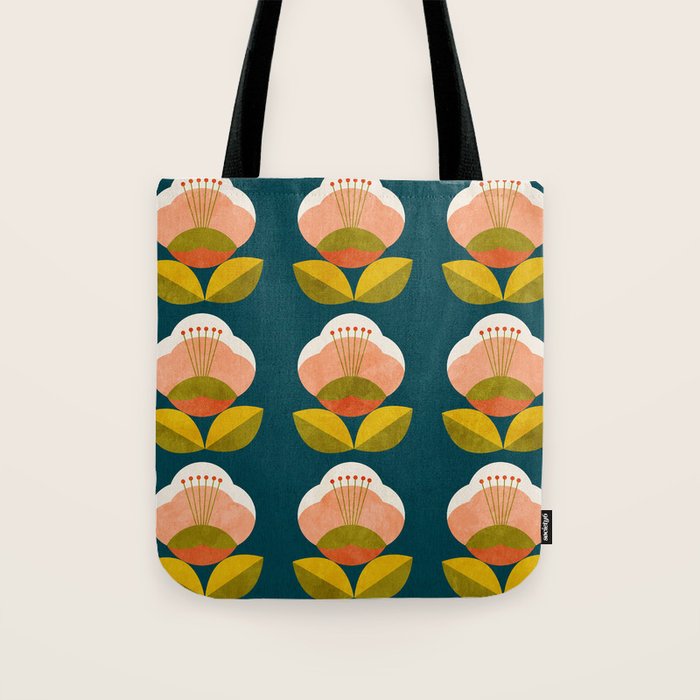 retro midcentury flower Tote Bag Gallery Image 1