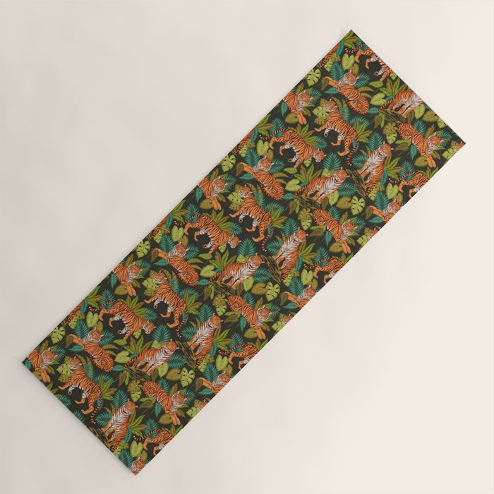 Jungle Cats In Charcoal Yoga Mat Gallery Image 1
