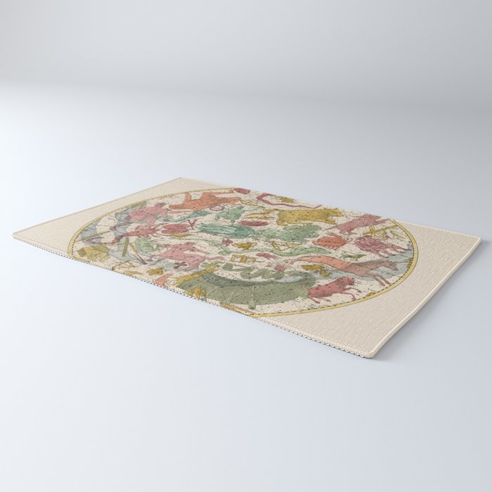 Libra Antique Astrology Zodiac Pictorial Map Rug Gallery Image 3