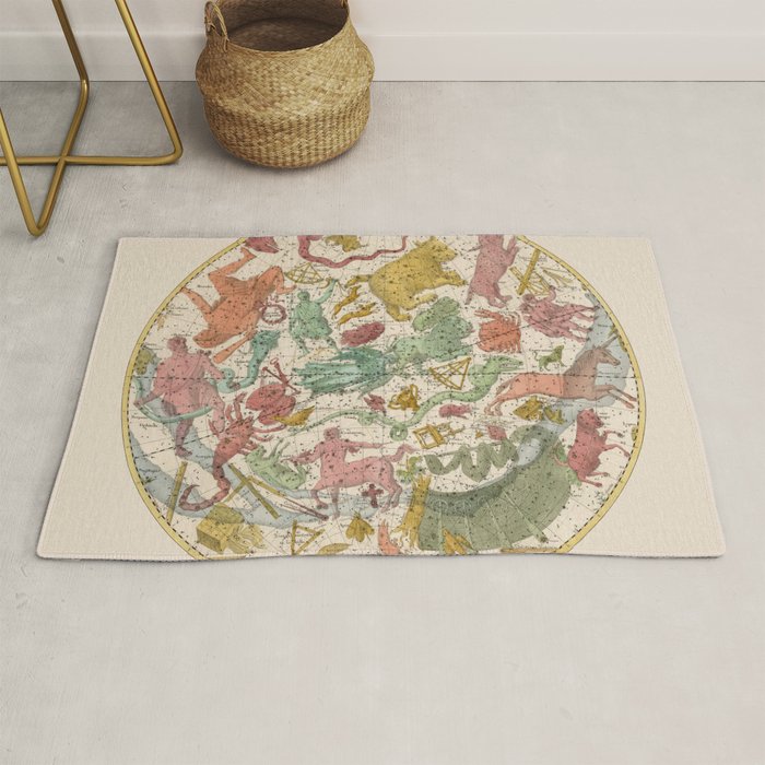 Libra Antique Astrology Zodiac Pictorial Map Rug Gallery Image 1