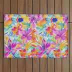 Fragments Of Botanical Memory Multicolor Flowers Outdoor Rug Gallery Image 1