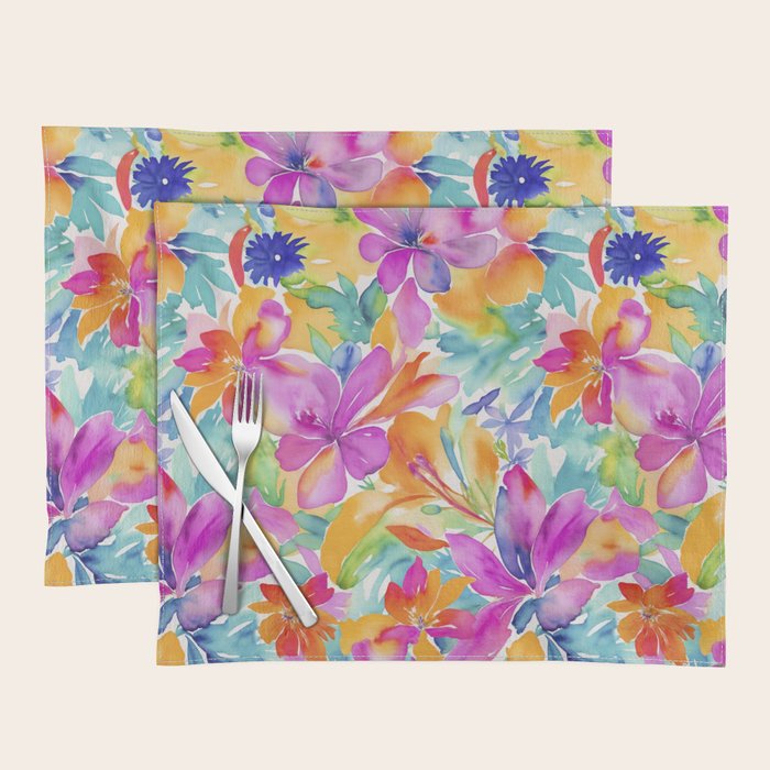Fragments Of Botanical Memory Multicolor Flowers Placemat Gallery Image 1