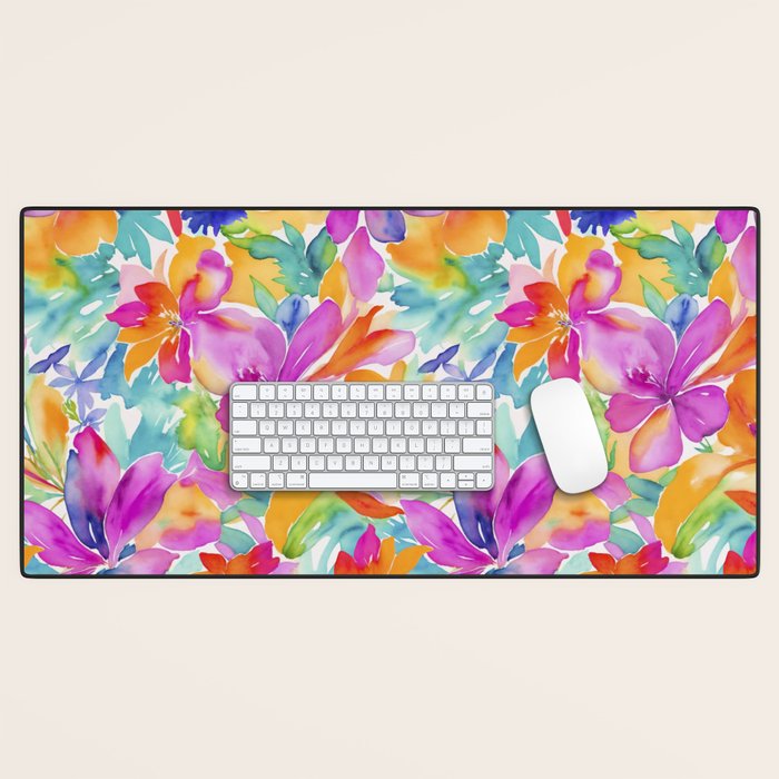 Fragments Of Botanical Memory Multicolor Flowers Desk Mat Gallery Image 1