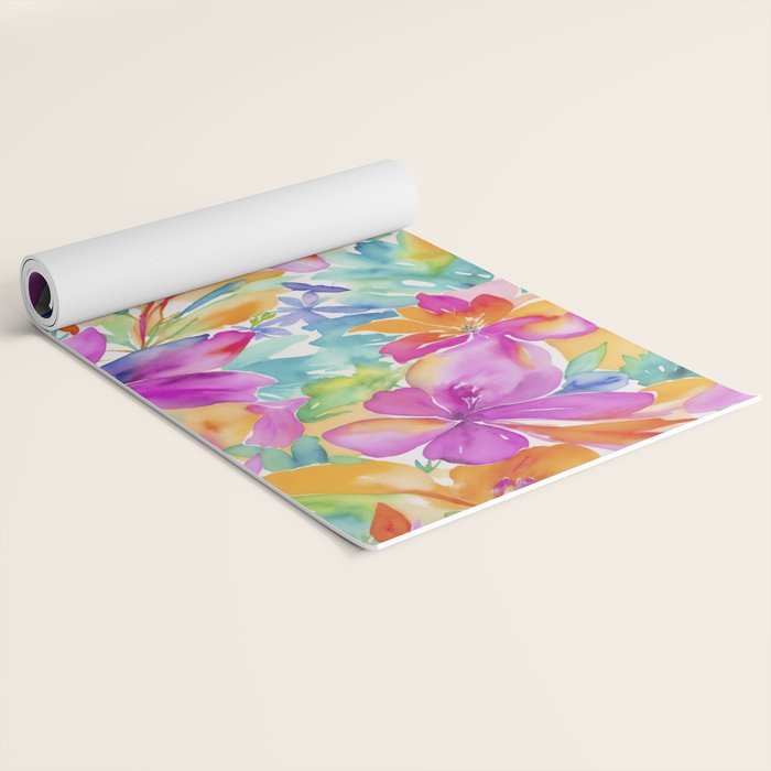 Fragments Of Botanical Memory Multicolor Flowers Yoga Mat Gallery Image 2