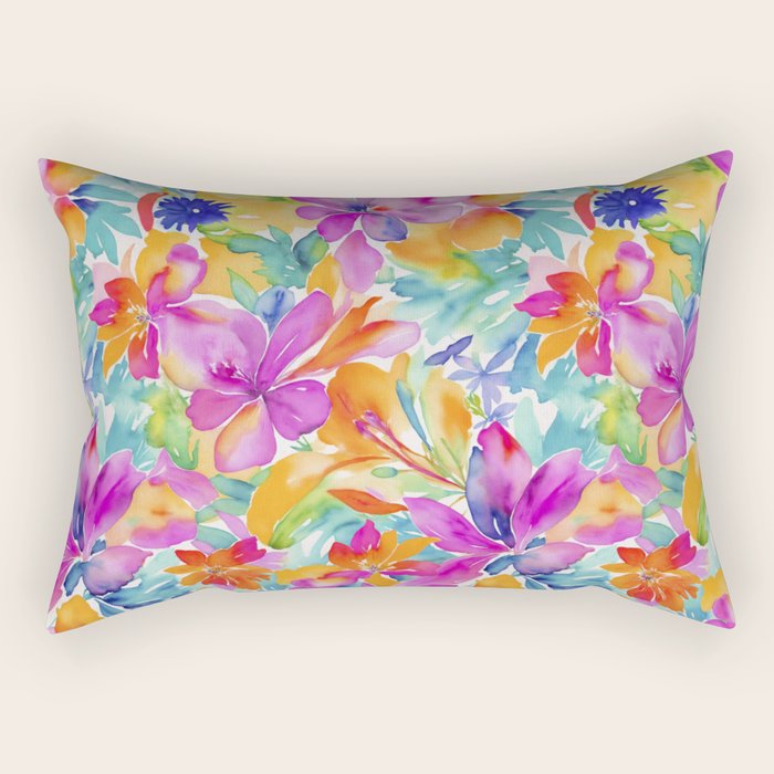 Fragments Of Botanical Memory Multicolor Flowers Rectangular Pillow Gallery Image 2