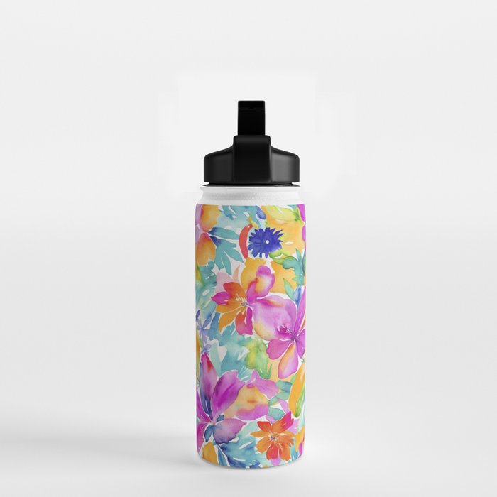 Fragments Of Botanical Memory Multicolor Flowers Water Bottle Gallery Image 2