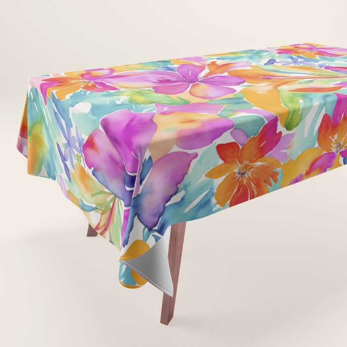 Fragments Of Botanical Memory Multicolor Flowers Tablecloth Gallery Image 1