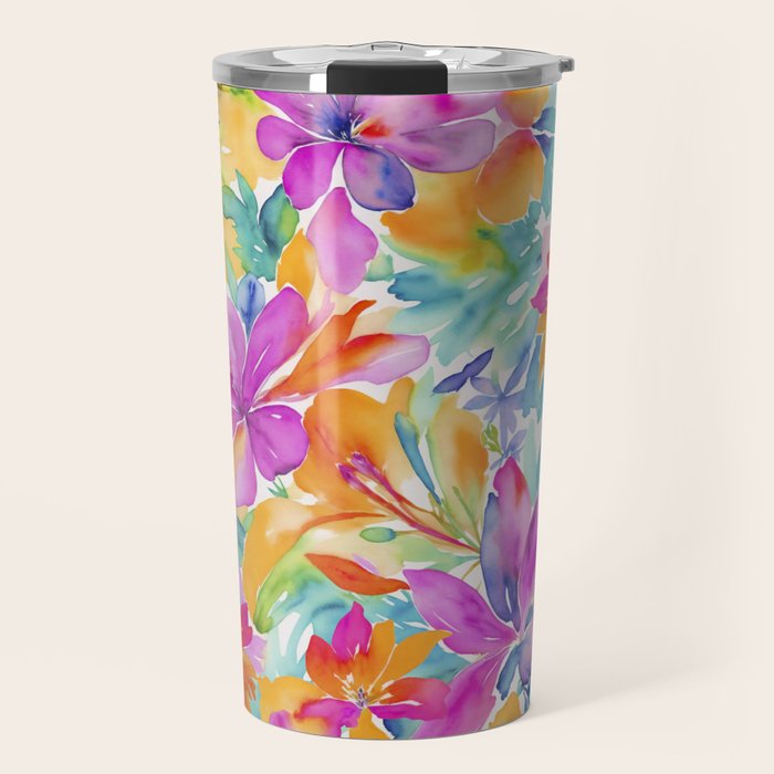 Fragments Of Botanical Memory Multicolor Flowers Travel Mug Gallery Image 1