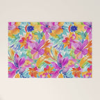 Fragments Of Botanical Memory Multicolor Flowers Welcome Mat Gallery Image 1