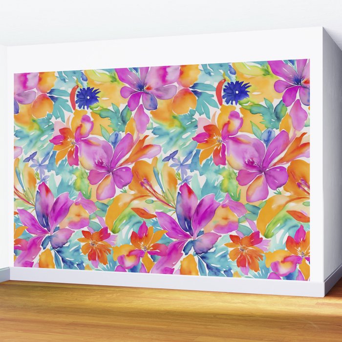 Fragments Of Botanical Memory Multicolor Flowers Wall Mural Gallery Image 2