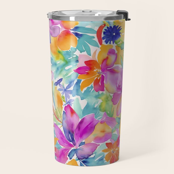 Fragments Of Botanical Memory Multicolor Flowers Travel Mug Gallery Image 2