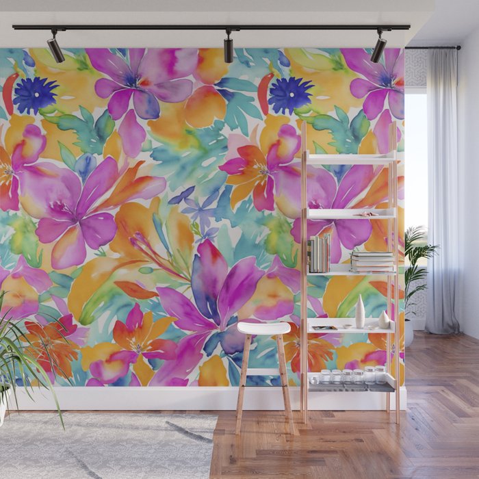 Fragments Of Botanical Memory Multicolor Flowers Wall Mural Gallery Image 1