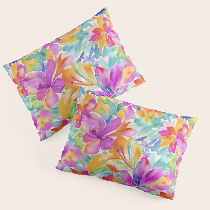 Fragments Of Botanical Memory Multicolor Flowers Pillow Sham Gallery Image 1