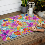 Fragments Of Botanical Memory Multicolor Flowers Outdoor Rug Gallery Image 2