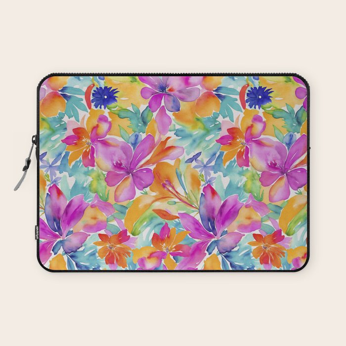 Fragments Of Botanical Memory Multicolor Flowers Laptop Sleeve Gallery Image 1