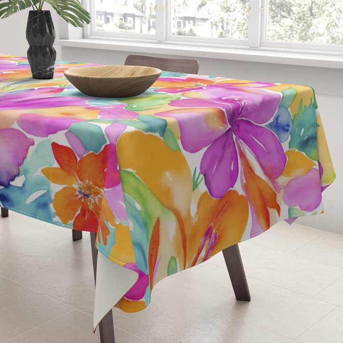 Fragments Of Botanical Memory Multicolor Flowers Tablecloth Gallery Image 3