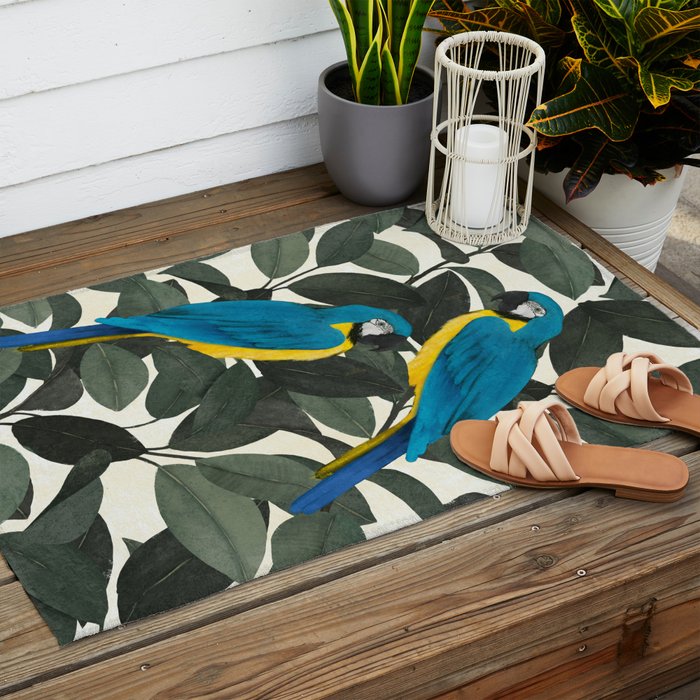 Parrots and jungle II Outdoor Rug Gallery Image 2