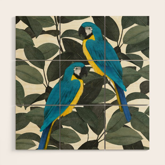 Parrots and jungle II Wood Wall Art Gallery Image 1