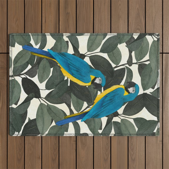 Parrots and jungle II Outdoor Rug Gallery Image 1