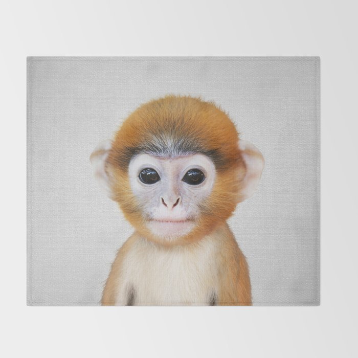 Baby Monkey - Colorful Throw Blanket Gallery Image 2