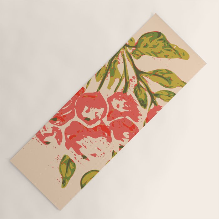 Coral berries: fall florals no.19 Yoga Mat Gallery Image 1