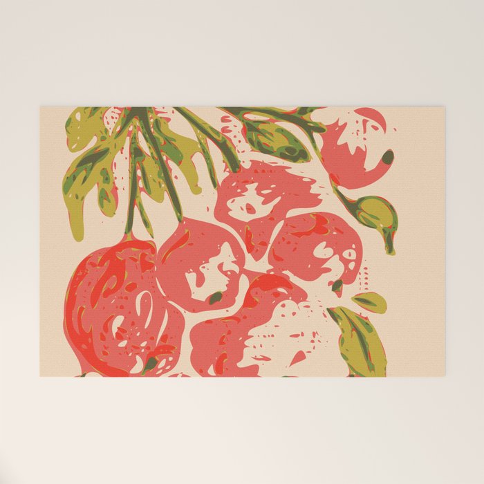 Coral berries: fall florals no.19 Welcome Mat Gallery Image 1