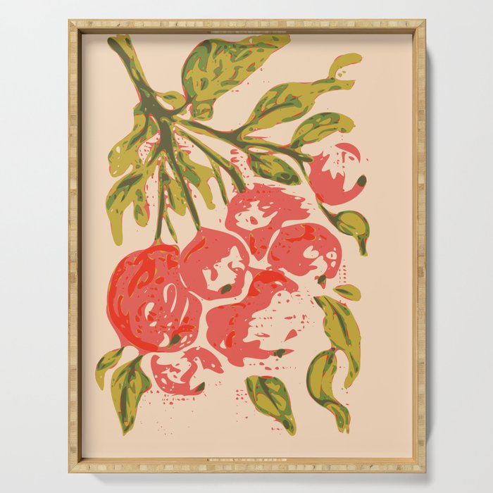 Coral berries: fall florals no.19 Serving Tray Gallery Image 1