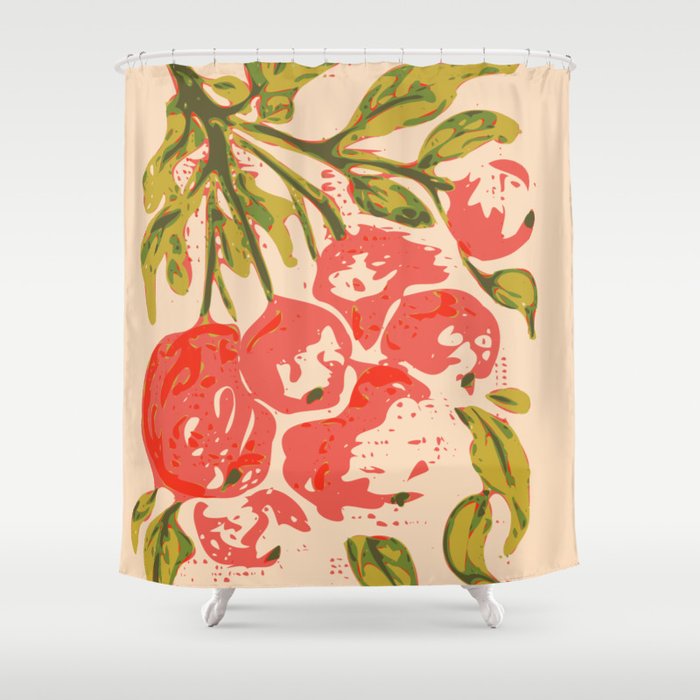 Coral berries: fall florals no.19 Shower Curtain Gallery Image 1
