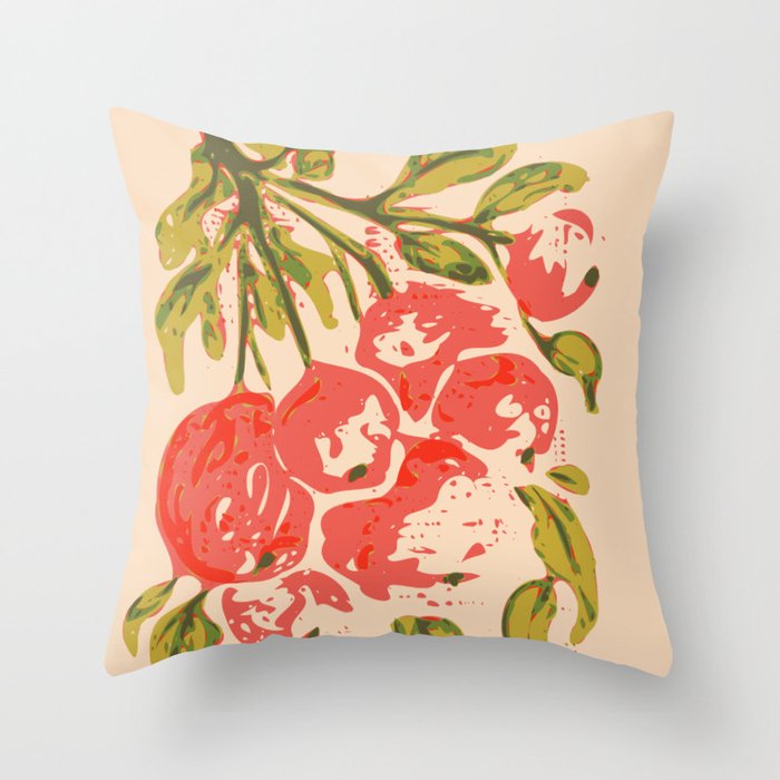 Coral berries: fall florals no.19 Throw Pillow Gallery Image 6