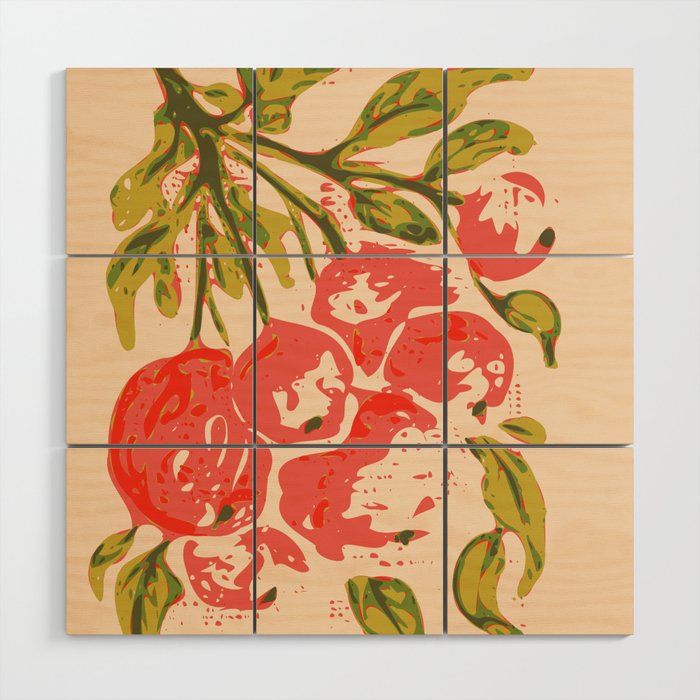 Coral berries: fall florals no.19 Wood Wall Art Gallery Image 1