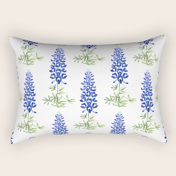 Texas bluebonnet in watercolor Rectangular Pillow Gallery Image 1