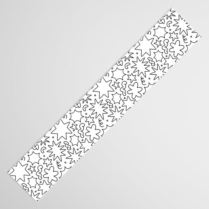 Fun black and white cartoon doodle art pattern Table Runner Gallery Image 3