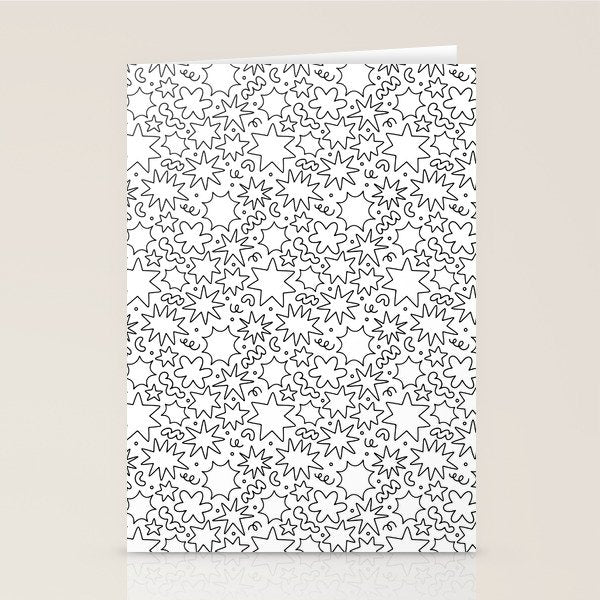Fun black and white cartoon doodle art pattern Stationery Card Gallery Image 2