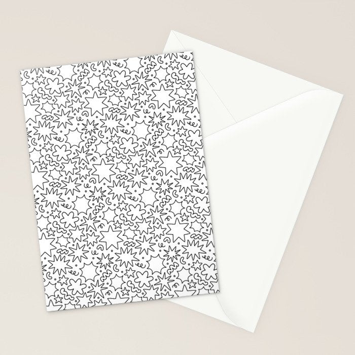 Fun black and white cartoon doodle art pattern Stationery Card Gallery Image 2