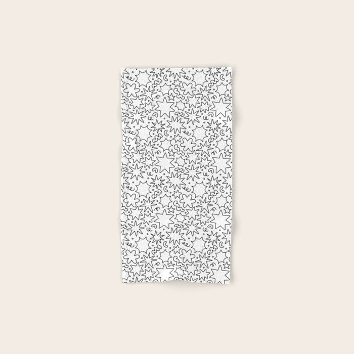 Fun black and white cartoon doodle art pattern Bath Towel Gallery Image 1