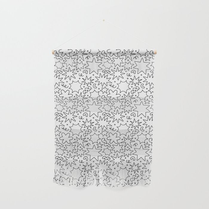 Fun black and white cartoon doodle art pattern Wall Hanging Gallery Image 1