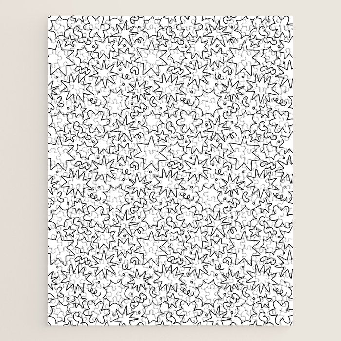 Fun black and white cartoon doodle art pattern Jigsaw Puzzle Gallery Image 1
