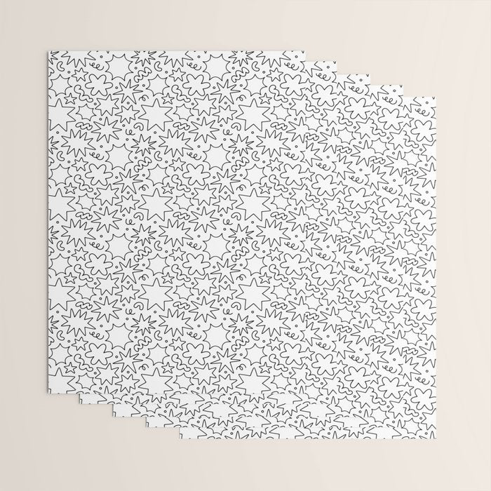 Fun black and white cartoon doodle art pattern Wrapping Paper Gallery Image 3