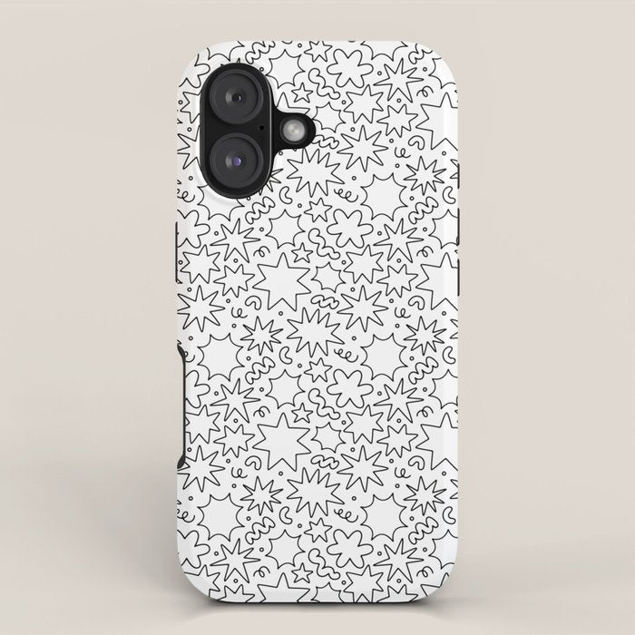 Fun black and white cartoon doodle art pattern iPhone Case Gallery Image 1