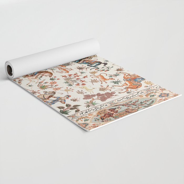 Tabriz Antique Persian Hunting Rug Print Yoga Mat Gallery Image 2