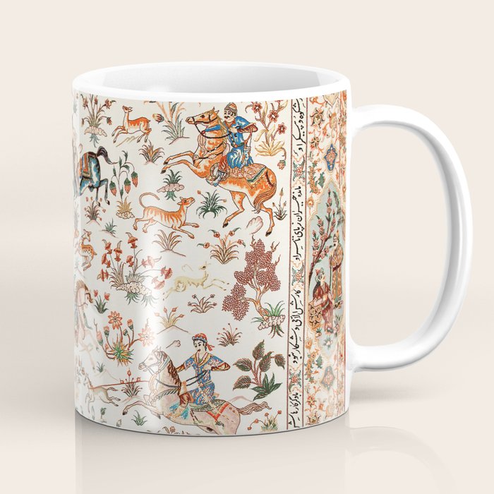 Tabriz Antique Persian Hunting Rug Print Coffee Mug Gallery Image 1