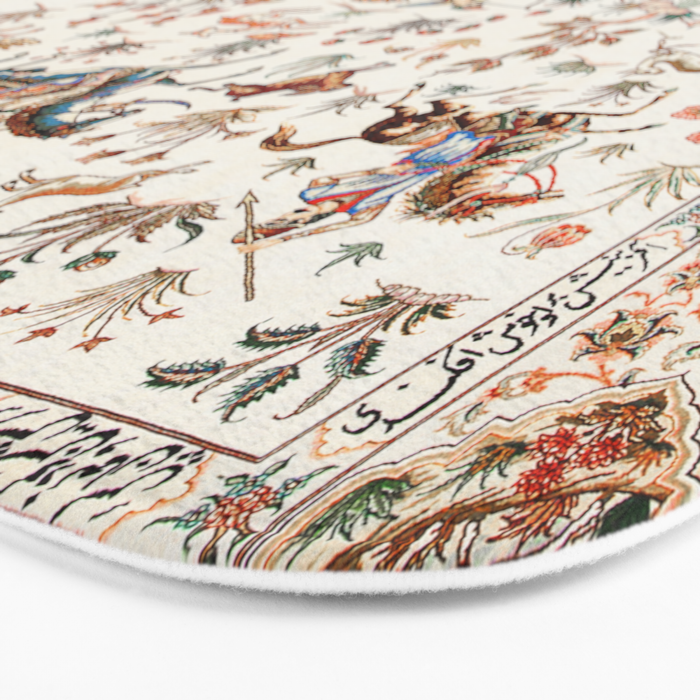 Tabriz Antique Persian Hunting Rug Print Bath Mat Gallery Image 3