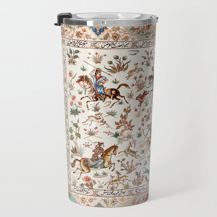 Tabriz Antique Persian Hunting Rug Print Travel Mug Gallery Image 3
