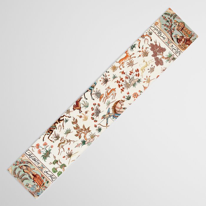 Tabriz Antique Persian Hunting Rug Print Table Runner Gallery Image 3