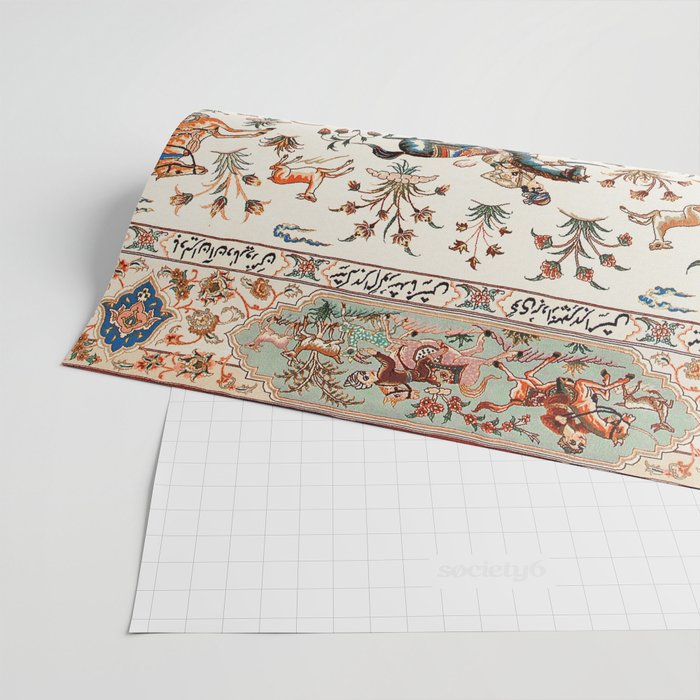 Tabriz Antique Persian Hunting Rug Print Wrapping Paper Gallery Image 2